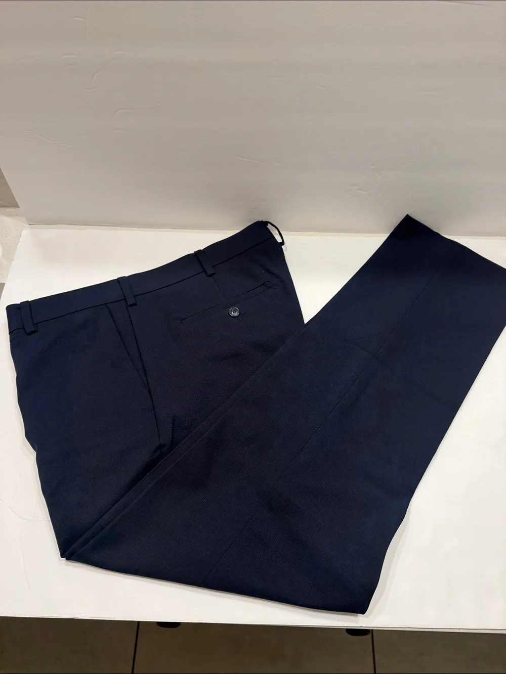 Van Heusen Navy Blue Men's Dress Pants - Slim Tapered Trousers